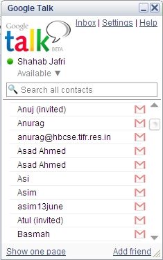 Google Talk Main window