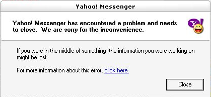 Yahoo Messenger Crashed